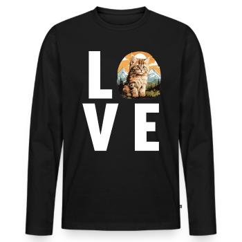 Chat Sibérien Sibirische Katze - T-shirt manches longues Premium bio Homme - noir - Devant - Nico (187cm)