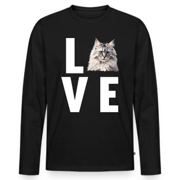 Siberian Cat Sibirische Katze - Männer Premium Bio Langarmshirt - Schwarz - Vorne - Nico (187cm)