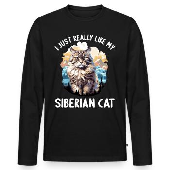 Siberian Cat Sibirische Katze - Männer Premium Bio Langarmshirt - Schwarz - Vorne - Nico (187cm)