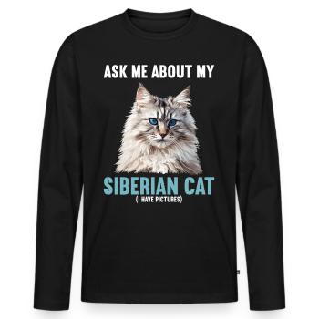 Chat Sibérien Sibirische Katze - T-shirt manches longues Premium bio Homme - noir - Devant - Nico (187cm)
