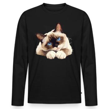 Chaton raquette Chat raquette - T-shirt manches longues Premium bio Homme - noir - Devant - Nico (187cm)
