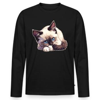 Chaton raquette Chat raquette - T-shirt manches longues Premium bio Homme - noir - Devant - Nico (187cm)