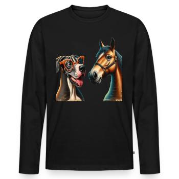 Hipster Pals Porträt - Männer Premium Bio Langarmshirt - Schwarz - Vorne - Nico (187cm)