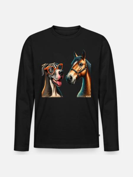 Hipster Pals Portraiture - Men's Premium Organic Long Sleeve Shirt - black