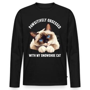 Chaton raquette Chat raquette - T-shirt manches longues Premium bio Homme - noir - Devant - Nico (187cm)