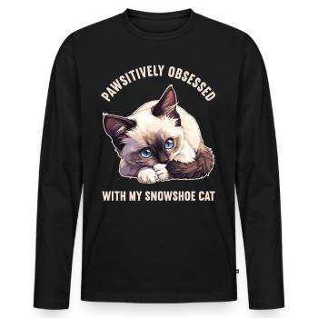 Chaton raquette Chat raquette - T-shirt manches longues Premium bio Homme - noir - Devant - Nico (187cm)
