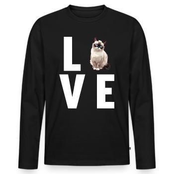 Chaton raquette Chat raquette - T-shirt manches longues Premium bio Homme - noir - Devant - Nico (187cm)