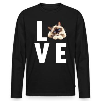 Chaton raquette Chat raquette - T-shirt manches longues Premium bio Homme - noir - Devant - Nico (187cm)