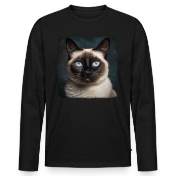 Chaton raquette Chat raquette - T-shirt manches longues Premium bio Homme - noir - Devant - Nico (187cm)