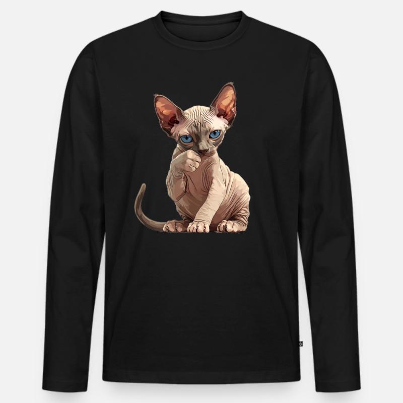 Sphynx Kätzchen Sphynx Katze - Männer Premium Bio Langarmshirt - Schwarz