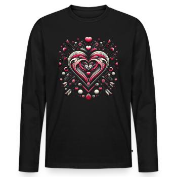 Heart Swirl Romance - Men's Premium Organic Long Sleeve Shirt - black - Front - Nico (187cm)