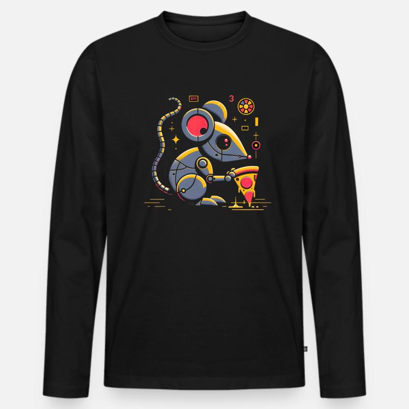 Kybernetischen Pizzagenuss - Männer Premium Bio Langarmshirt - Schwarz