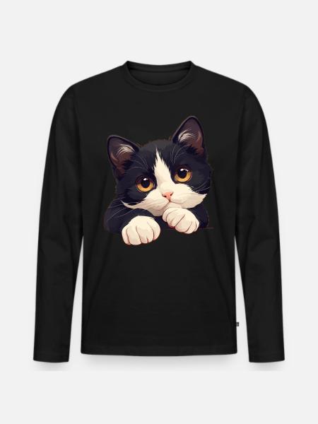 Tuxedo Kitten Tuxedo Cat - Men's Premium Organic Long Sleeve Shirt - black