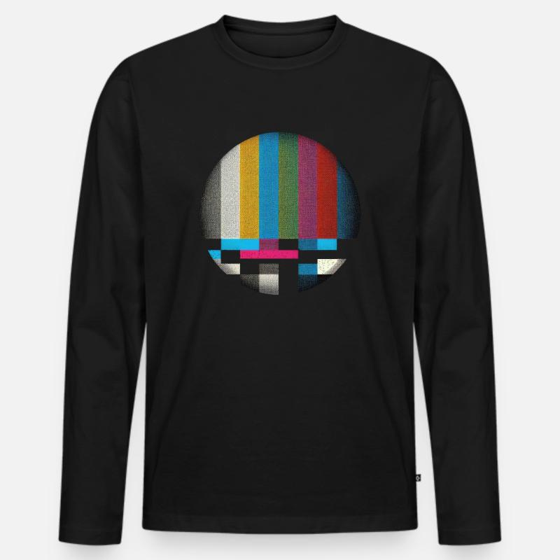 Retro-Bildschirm-Vibes - Männer Premium Bio Langarmshirt - Schwarz