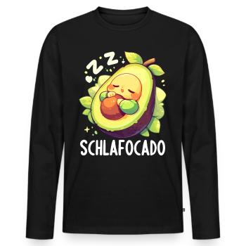 Schlafocado Chemise de nuit officielle - T-shirt manches longues Premium bio Homme - noir - Devant - Nico (187cm)