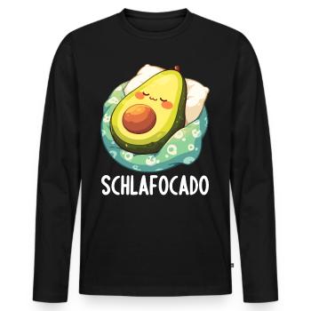 Schlafocado Chemise de nuit officielle - T-shirt manches longues Premium bio Homme - noir - Devant - Nico (187cm)