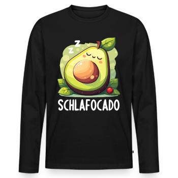 Schlafocado Chemise de nuit officielle - T-shirt manches longues Premium bio Homme - noir - Devant - Nico (187cm)