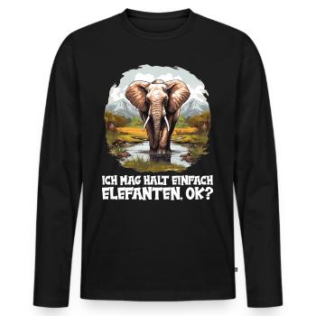 Elefanten Elefant - Männer Premium Bio Langarmshirt - Schwarz - Vorne - Nico (187cm)