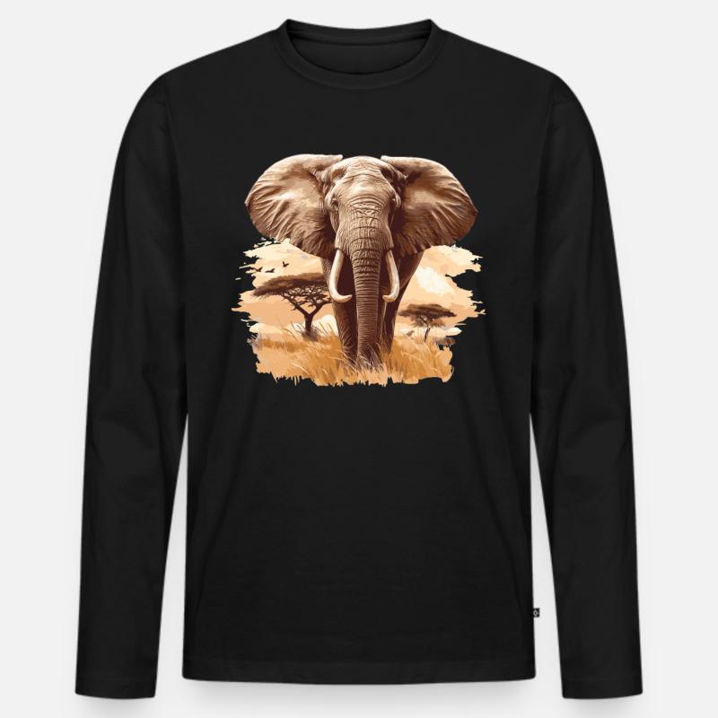 Elefanten Elefant - Männer Premium Bio Langarmshirt - Schwarz