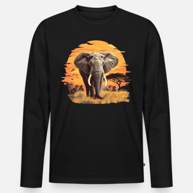 Elefanten Elefant - Männer Premium Bio Langarmshirt - Schwarz