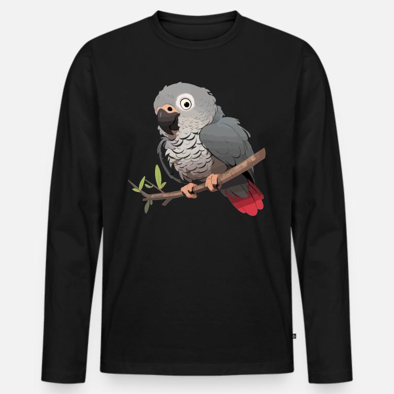 Graupapageien Graupapagei - Männer Premium Bio Langarmshirt - Schwarz