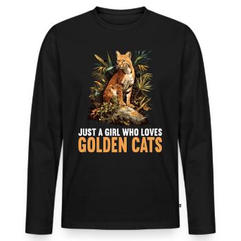 Chats dorés Chat doré - T-shirt manches longues Premium bio Homme - noir - Devant - Nico (187cm)