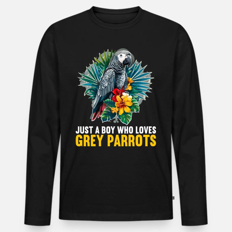 Graupapageien Graupapagei - Männer Premium Bio Langarmshirt - Schwarz