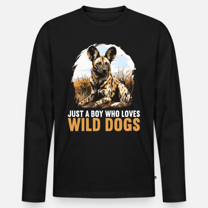 Wildhunde Wildhund - Männer Premium Bio Langarmshirt - Schwarz