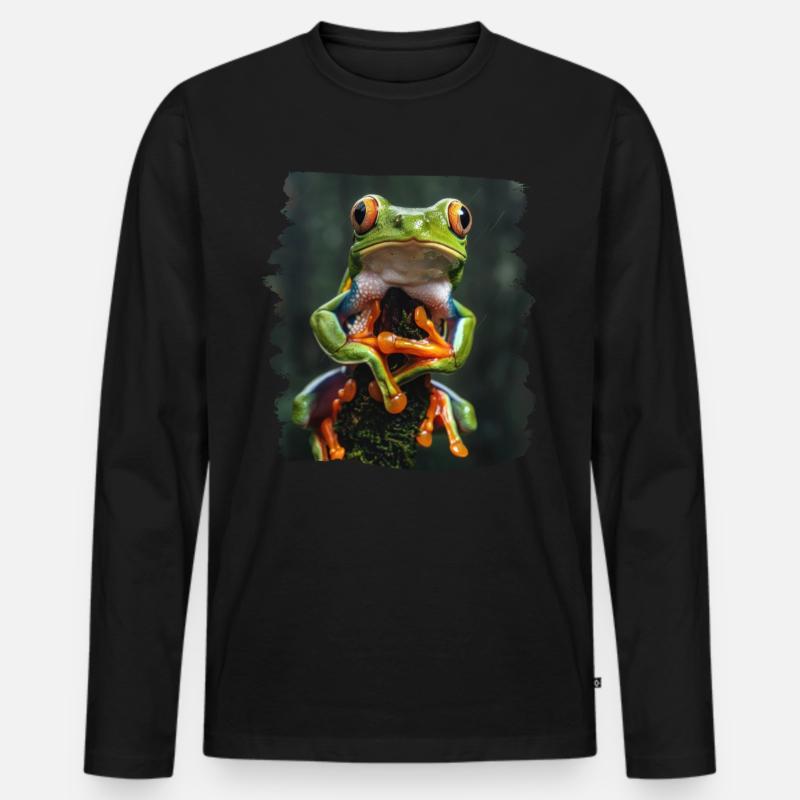 Tree Frog Baumfrösche Baumfrosch - Männer Premium Bio Langarmshirt - Schwarz