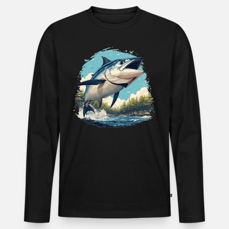 Tuna Thunfische Thunfisch - Männer Premium Bio Langarmshirt - Schwarz