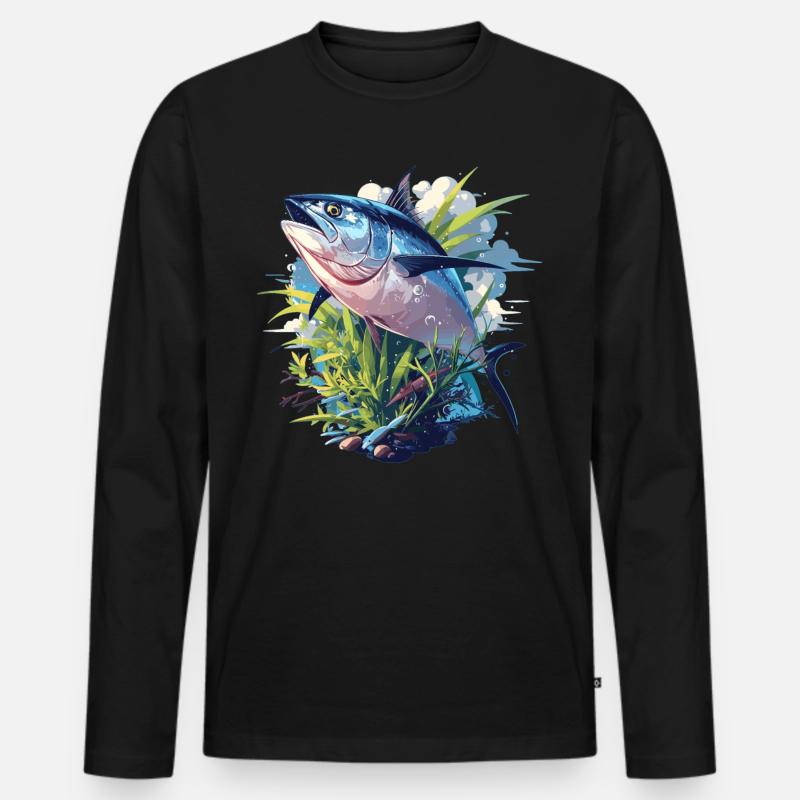 Tuna Thunfische Thunfisch - Männer Premium Bio Langarmshirt - Schwarz