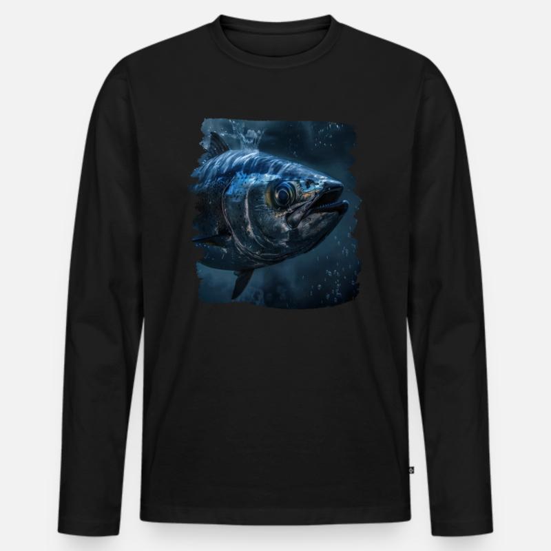 Tuna Thunfische Thunfisch - Männer Premium Bio Langarmshirt - Schwarz
