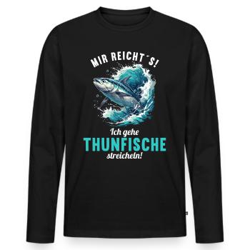 Tuna Thunfische Thunfisch - Männer Premium Bio Langarmshirt - Schwarz - Vorne - Nico (187cm)