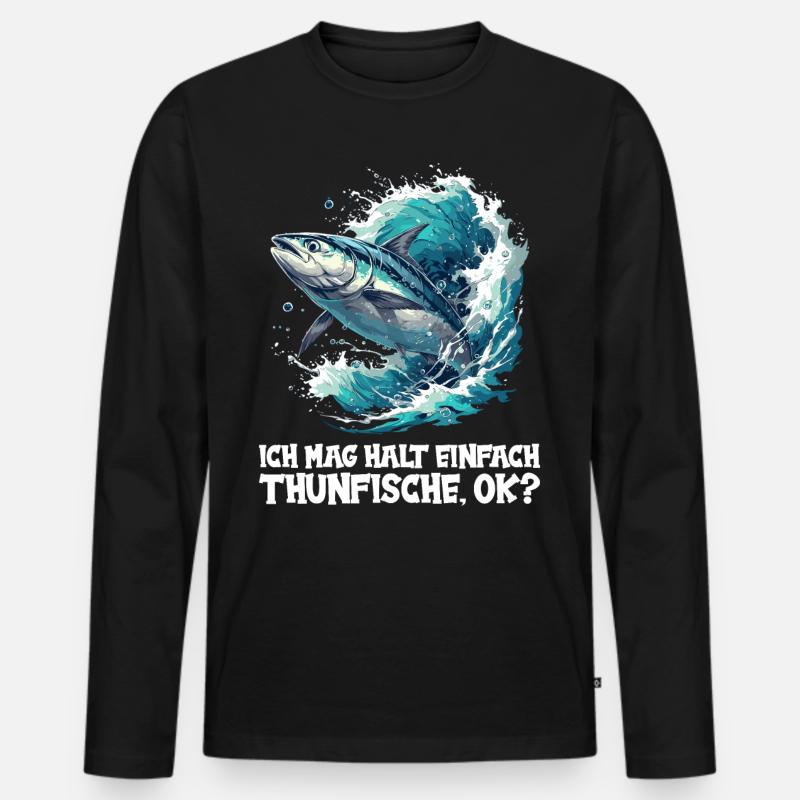 Tuna Thunfische Thunfisch - Männer Premium Bio Langarmshirt - Schwarz