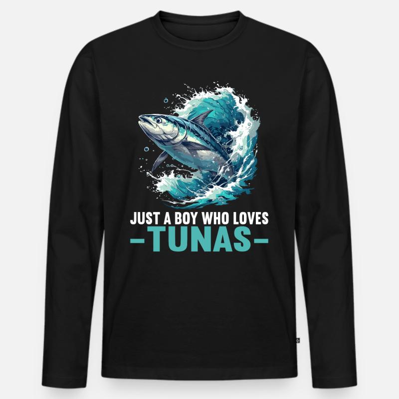 Tuna Thunfische Thunfisch - Männer Premium Bio Langarmshirt - Schwarz