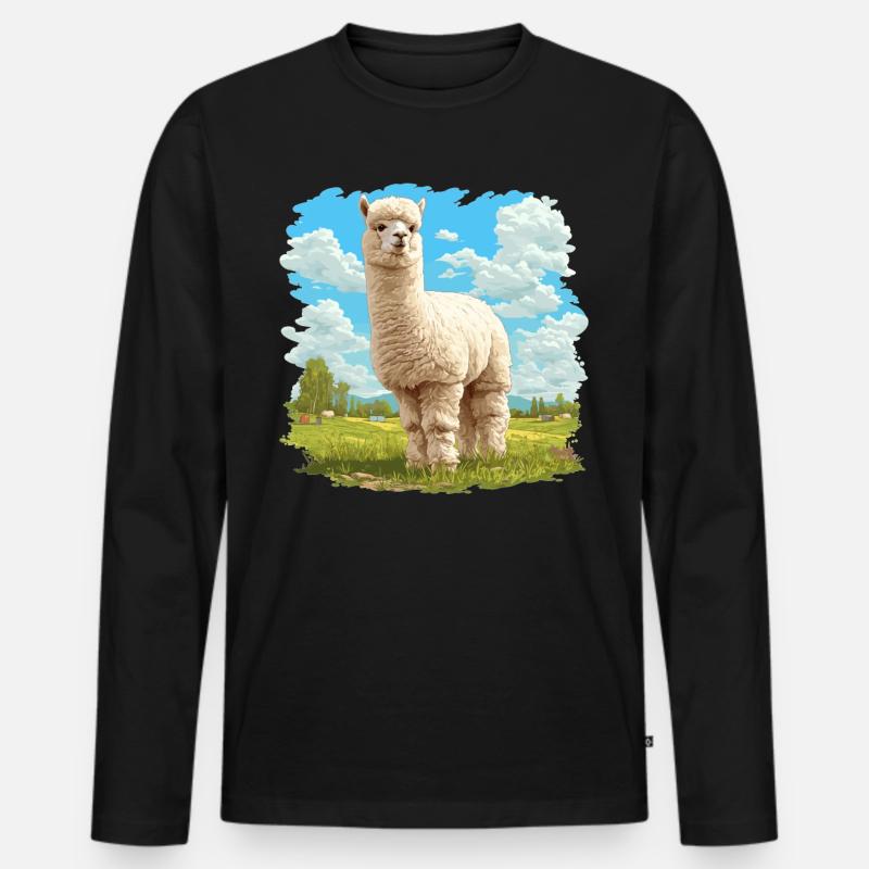 Alpaca Alpakas Alpaka - Männer Premium Bio Langarmshirt - Schwarz