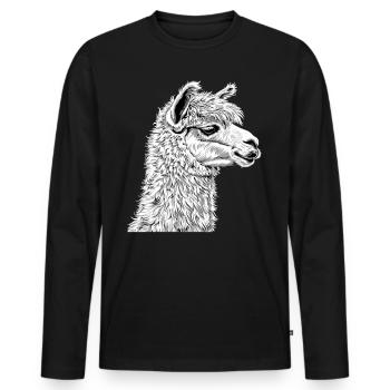 Alpaga Alpagas Alpaga - T-shirt manches longues Premium bio Homme - noir - Devant - Nico (187cm)