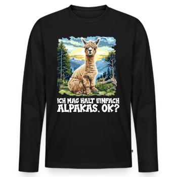 Alpaga Alpagas Alpaga - T-shirt manches longues Premium bio Homme - noir - Devant - Nico (187cm)
