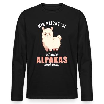 Alpaga Alpagas Alpaga - T-shirt manches longues Premium bio Homme - noir - Devant - Nico (187cm)