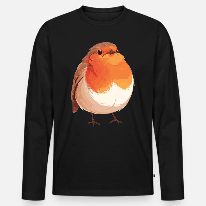 Robin Rotkehlchen - Männer Premium Bio Langarmshirt - Schwarz