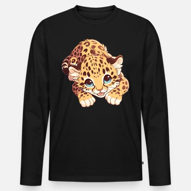Leoparden Leopard - Männer Premium Bio Langarmshirt - Schwarz