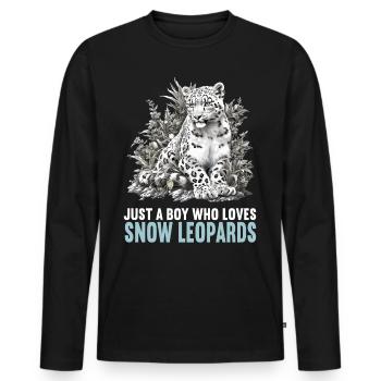 Snow Leopard Schneeleoparden Schneeleopard - Men's Premium Organic Long Sleeve Shirt - black - Front - Nico (187cm)