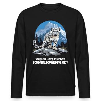 Snow Leopard Schneeleoparden Schneeleopard - Men's Premium Organic Long Sleeve Shirt - black - Front - Nico (187cm)