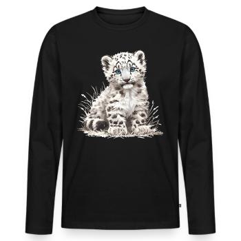 Snow Leopard Schneeleoparden Schneeleopard - Männer Premium Bio Langarmshirt - Schwarz - Vorne - Nico (187cm)