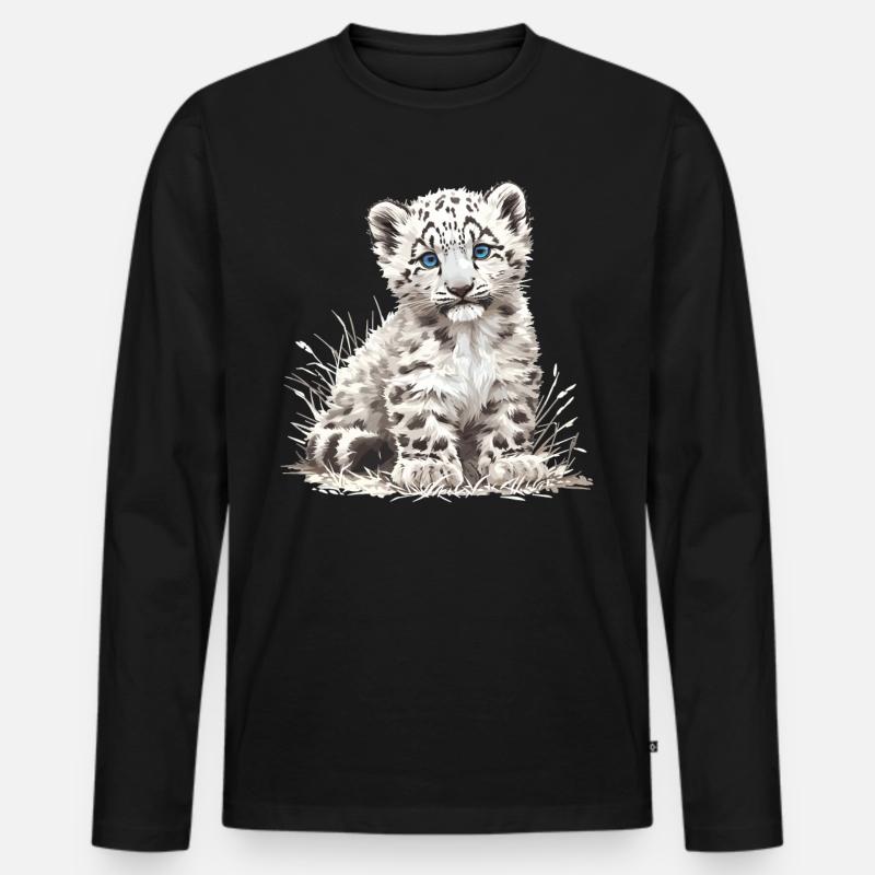 Snow Leopard Schneeleoparden Schneeleopard - Männer Premium Bio Langarmshirt - Schwarz