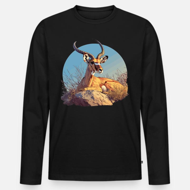 Antelope Antilopen Antilope - Männer Premium Bio Langarmshirt - Schwarz