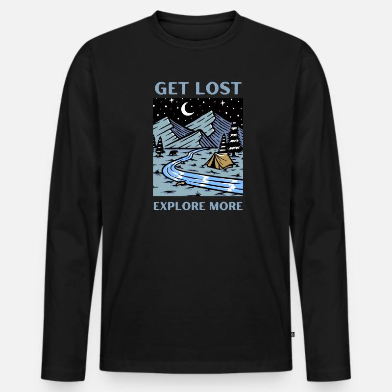 funny camping shirt - Männer Premium Bio Langarmshirt - Schwarz