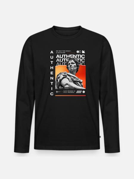 Authentic - Men's Premium Organic Long Sleeve Shirt - black