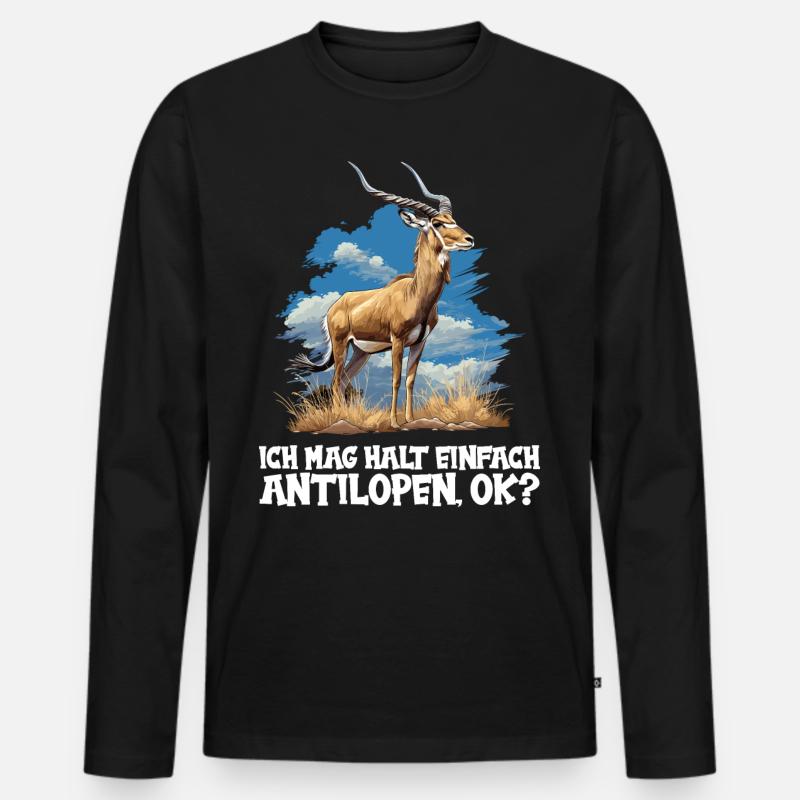Antelope Antilopen Antilope - Männer Premium Bio Langarmshirt - Schwarz