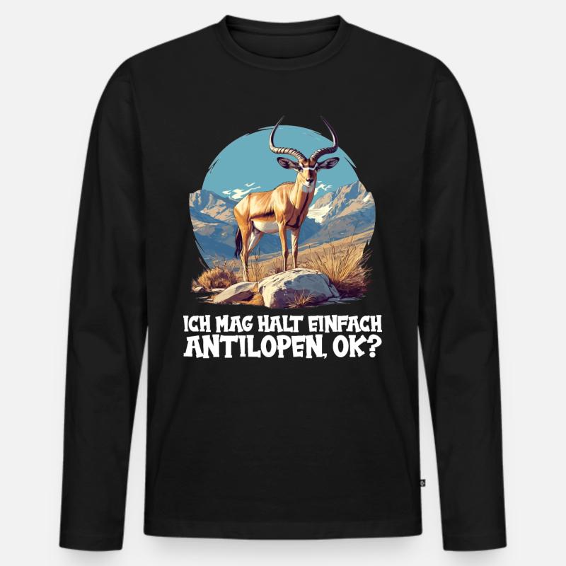 Antelope Antilopen Antilope - Männer Premium Bio Langarmshirt - Schwarz